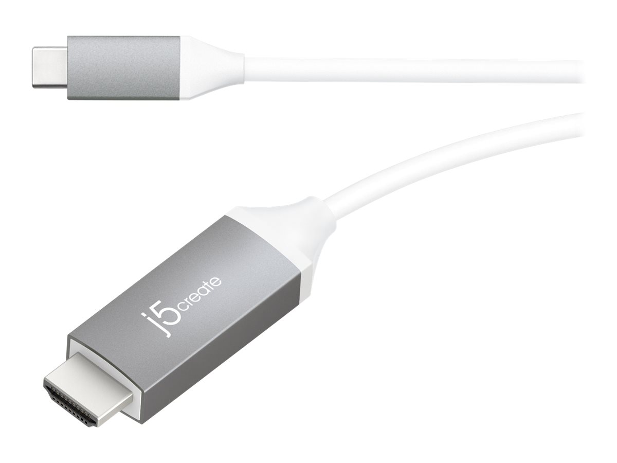 j5create JCC153G - Adapterkabel - 24 pin USB-C mnnlich zu HDMI mnnlich - 1.524 m - Grau - untersttzt 4K 60 Hz (3840 x 2160)