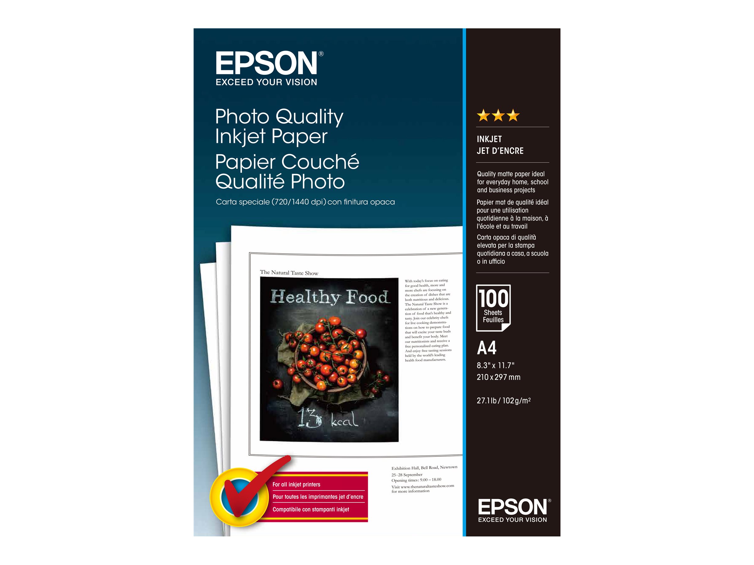 Epson Photo Quality Ink Jet Paper - Matt - beschichtet - Pure White - A4 (210 x 297 mm) - 102 g/m