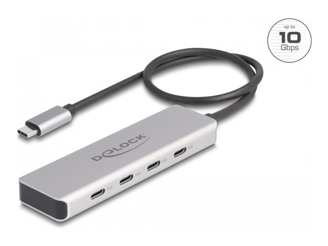 Delock - Hub - 10 Gbps, with 35 cm connection cable - 4 x USB-C - Desktop