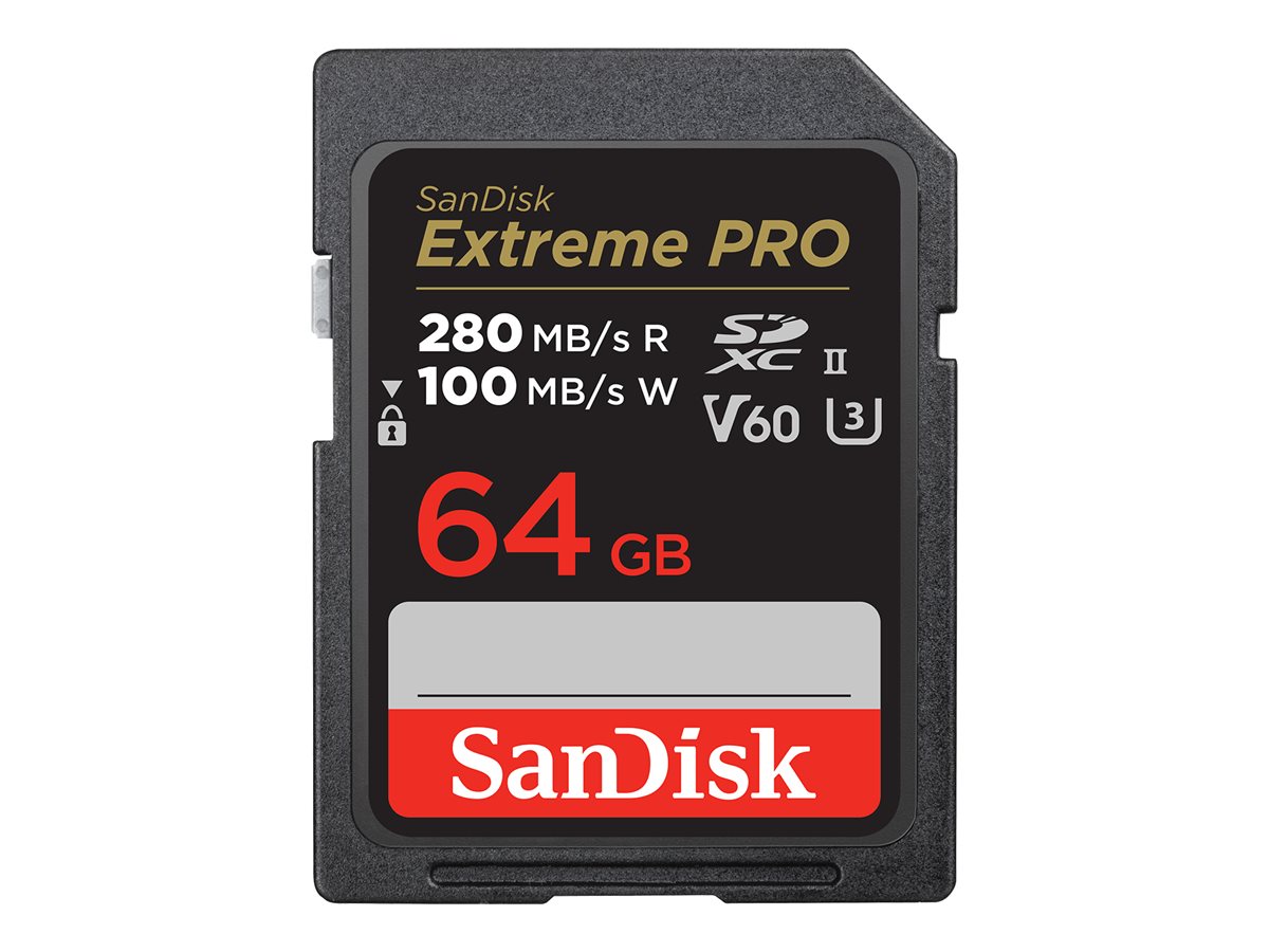 SanDisk Extreme Pro - Flash-Speicherkarte - 64 GB - Video Class V60 / UHS-II U3 / Class10 - SDXC UHS-II