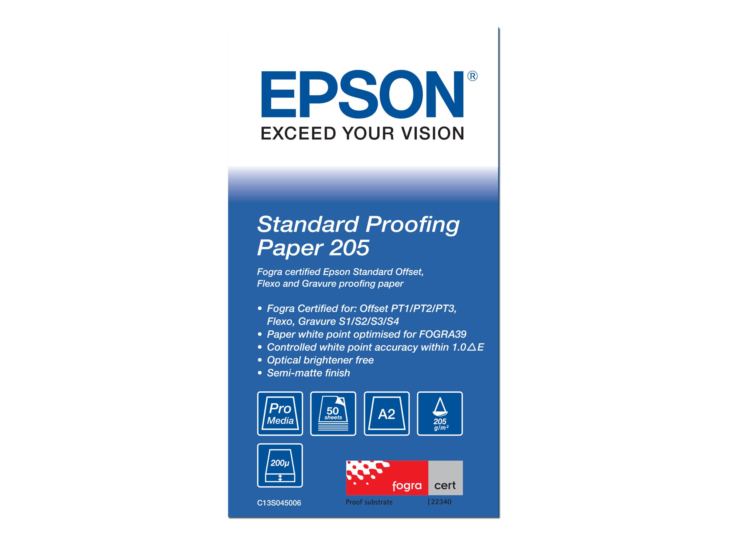 Epson Proofing Paper Standard - A2 (420 x 594 mm) 50 Blatt Proofing-Papier - fr SureColor P5000, P800, SC-P10000, P20000, P5000