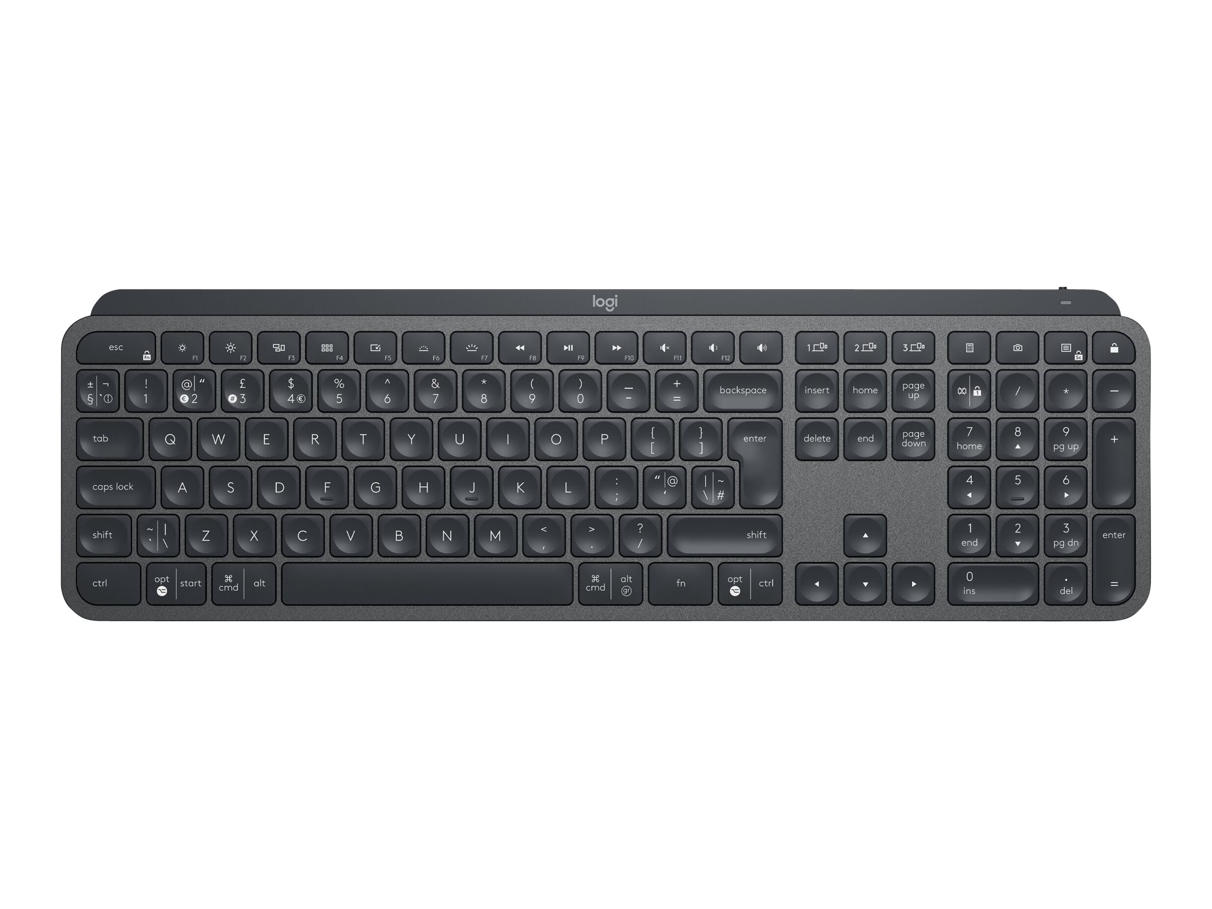 Logitech MX Keys Advanced Wireless Illuminated Keyboard - Tastatur - hinterleuchtet - Bluetooth, 2.4 GHz - QWERTY - GB