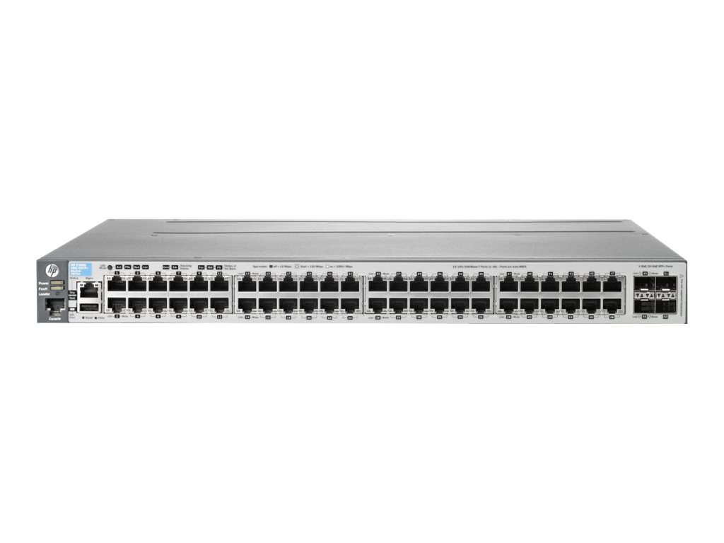 HPE Aruba 3800-48G-4SFP+ - Switch - L4 - managed - 48 x 10/100/1000 + 4 x 10 Gigabit Ethernet / 1 Gigabit Ethernet SFP+ - an Rac