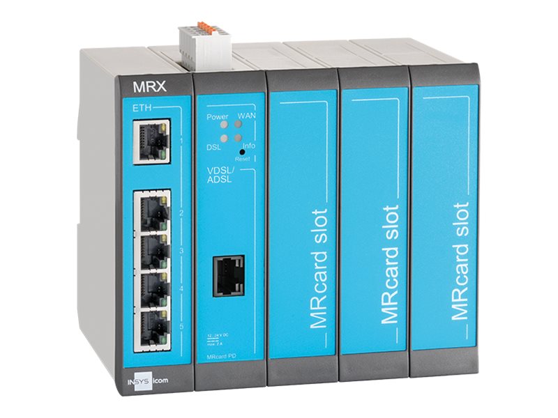 INSYS icom MRX MRX5 DSL - Annex-B - Router - DSL-Modem - 5-Port-Switch - an DIN-Schiene montierbar