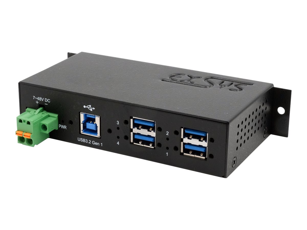 Exsys EX-1185HMVS-2 - Hub - 4 x USB 3.2 Gen 1 - an DIN-Schiene montierbar - Gleichstrom