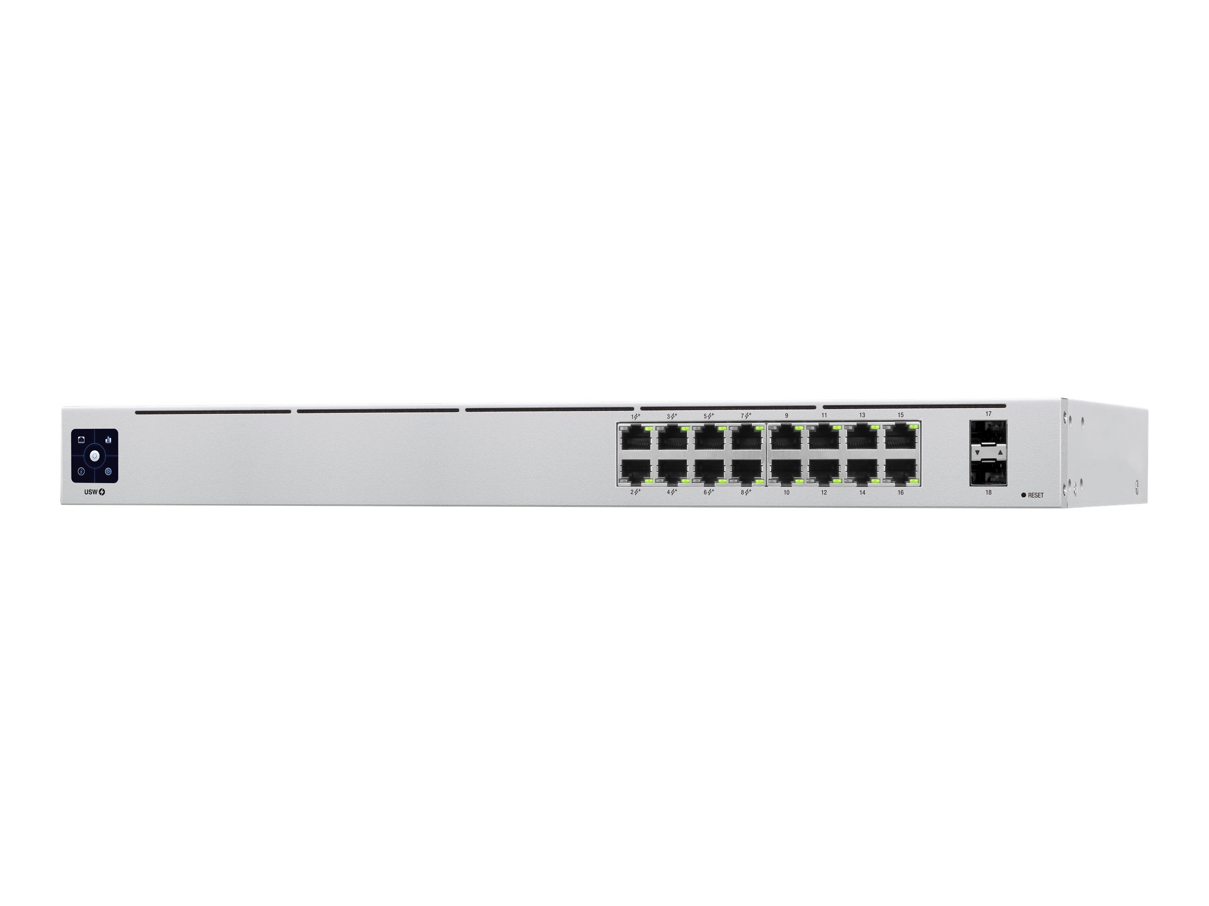 Ubiquiti UniFi Switch USW-16-POE - Switch - managed - 16 x 10/100/1000 (8 PoE+) + 2 x Gigabit SFP - Desktop, an Rack montierbar 