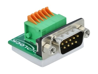Delock - Serieller Adapter - DB-9 (M) zu 6-poliger Anschlussblock - Daumenschrauben, Drucktaster