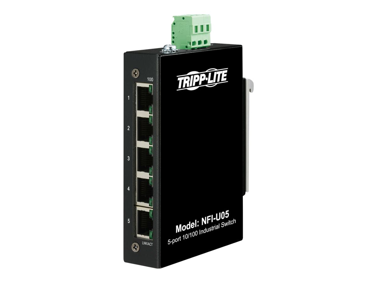 Tripp Lite Industrial Ethernet Switch 5-Port Unmanaged - 10/100 Mbps, Ruggedized, DIN/Wall Mount - Switch - unmanaged - 5 x 10/1