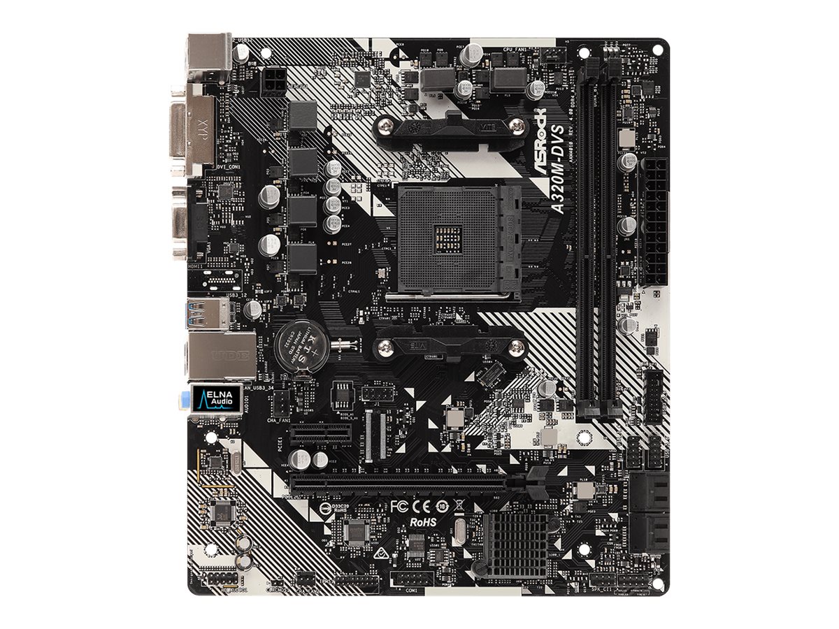 ASRock A320M-DVS R4.0 - Motherboard - micro ATX - Socket AM4 - AMD A320 Chipsatz - USB 3.1 Gen 1