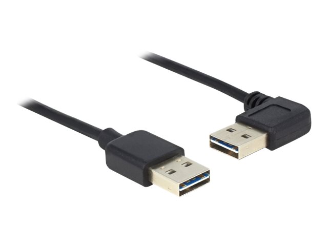 Delock Easy - USB-Kabel - USB (M) links/rechts abgewinkelt, umkehrbar zu USB (M) umkehrbar - USB 2.0 - 50 cm - Schwarz