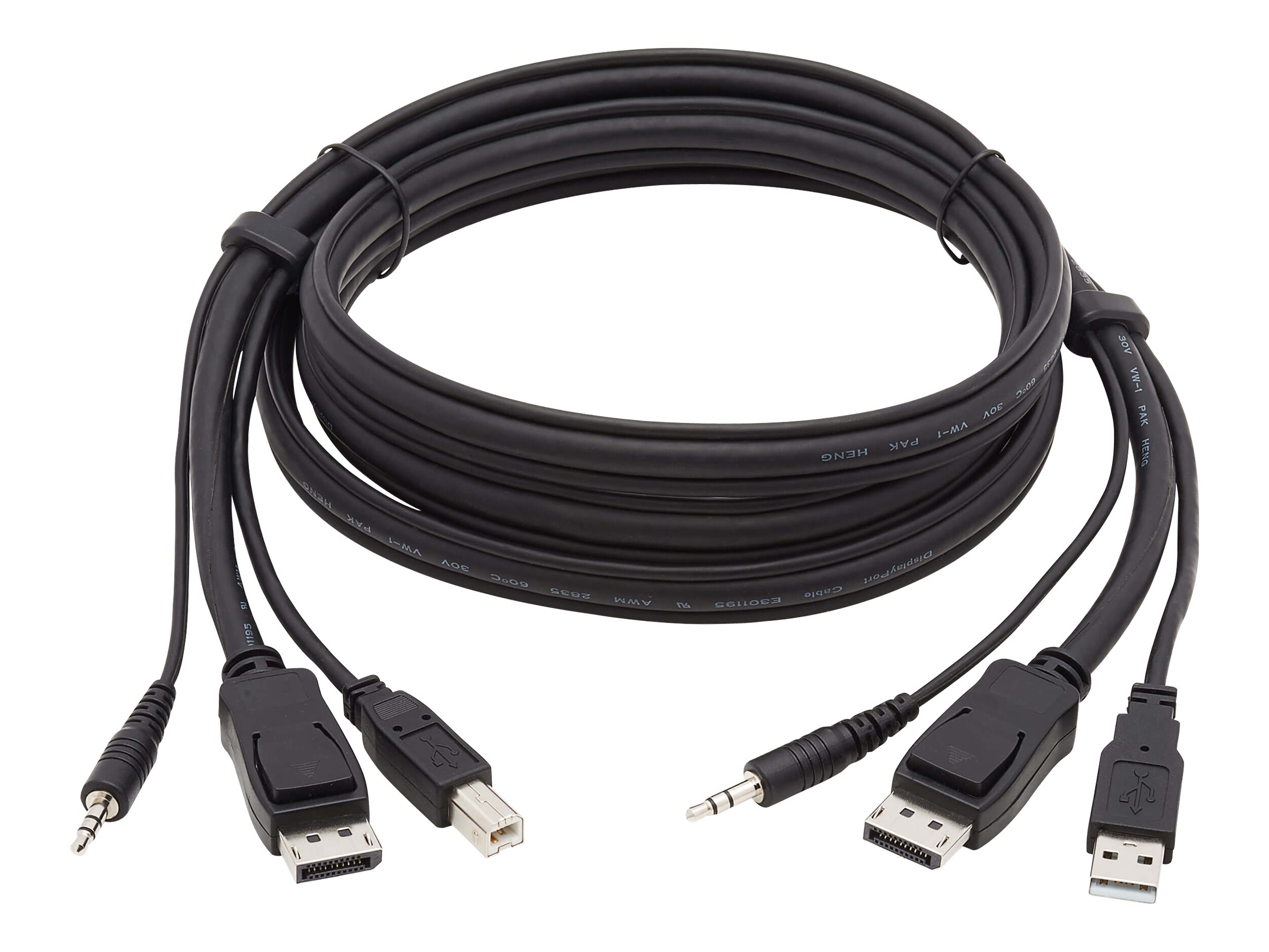 Tripp Lite DisplayPort KVM Cable Kit, 3 in 1 - 4K DisplayPort, USB, 3.5 mm Audio (3xM/3xM), 4:4:4, 1.83 m, Black - Video- / USB-