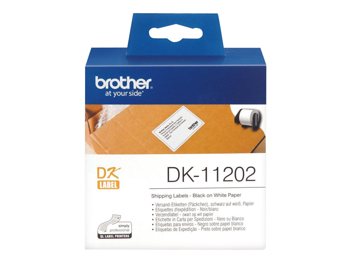 Brother DK-11202 - Schwarz auf Weiss - 62 x 100 mm 300 Etikett(en) (1 Rolle(n) x 300) Versandetiketten - fr Brother QL-1050, 10