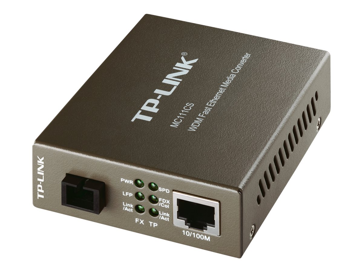 TP-LINK MC111CS - Medienkonverter - 100Mb LAN - 10Base-T, 100Base-FX, 100Base-TX - RJ-45 / SC Single-Modus - bis zu 20 km