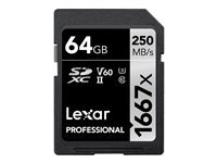 Lexar Professional - Flash-Speicherkarte - 64 GB - Video Class V60 / UHS-II U3 / Class10 - 1667x - SDXC UHS-II