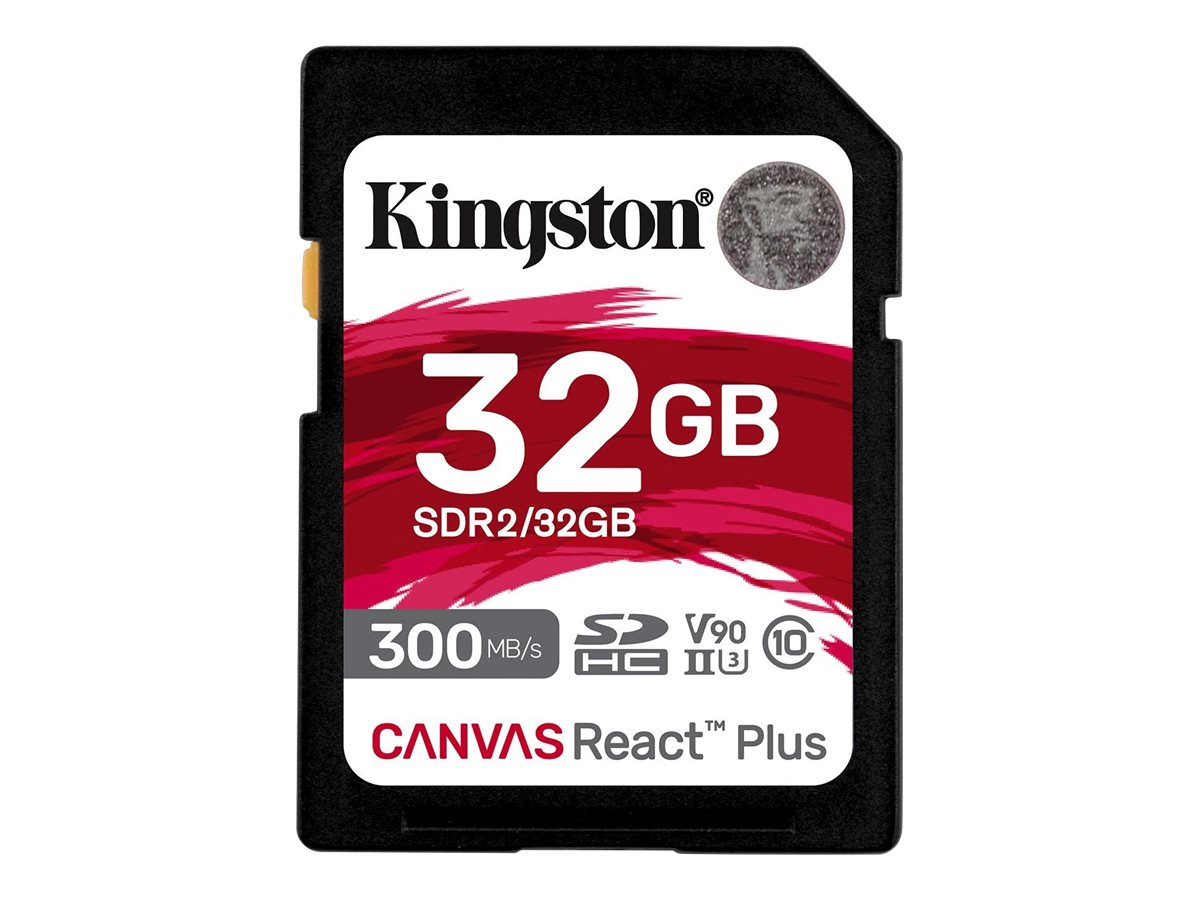 Kingston Canvas React Plus - Flash-Speicherkarte - 32 GB - Video Class V90 / UHS-II U3 / Class10 - SDXC UHS-II