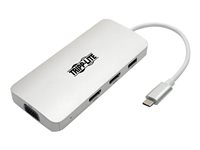 Tripp Lite USB C Docking Station w/ USB-A Hub, 2x HDMI, VGA, PD Charging 1080p @ 60 Hz, Silver USB Type C, USB-C, USB Type-C Thu