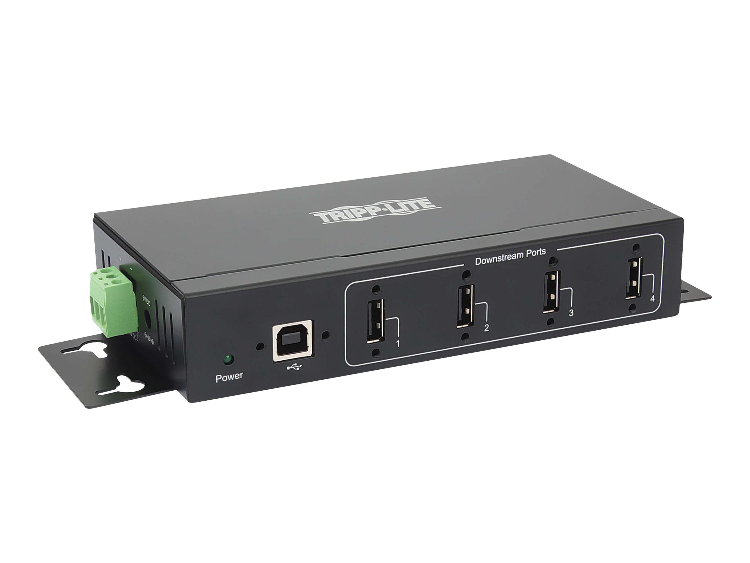 Tripp Lite USB 2.0 Hub Industrial 4-Port 15kV ESD Immunity Metal Wall/DIN Mountable - Hub - 4 x USB 2.0 - an DIN-Schiene montier