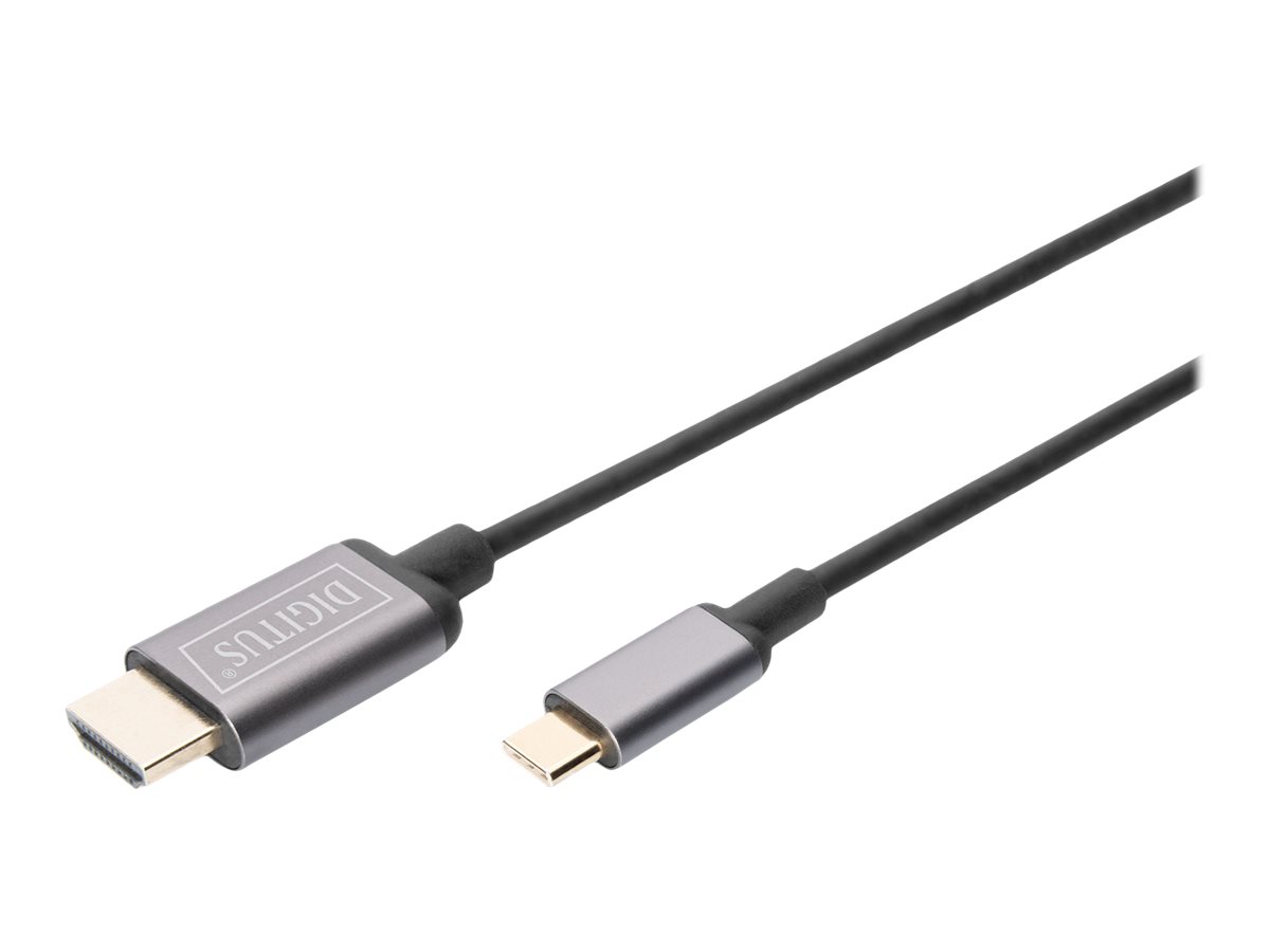 DIGITUS - Adapterkabel - 24 pin USB-C mnnlich zu HDMI mnnlich - 1.8 m - Schwarz - 4K Untersttzung, untersttzt 21:9 Kinoforma