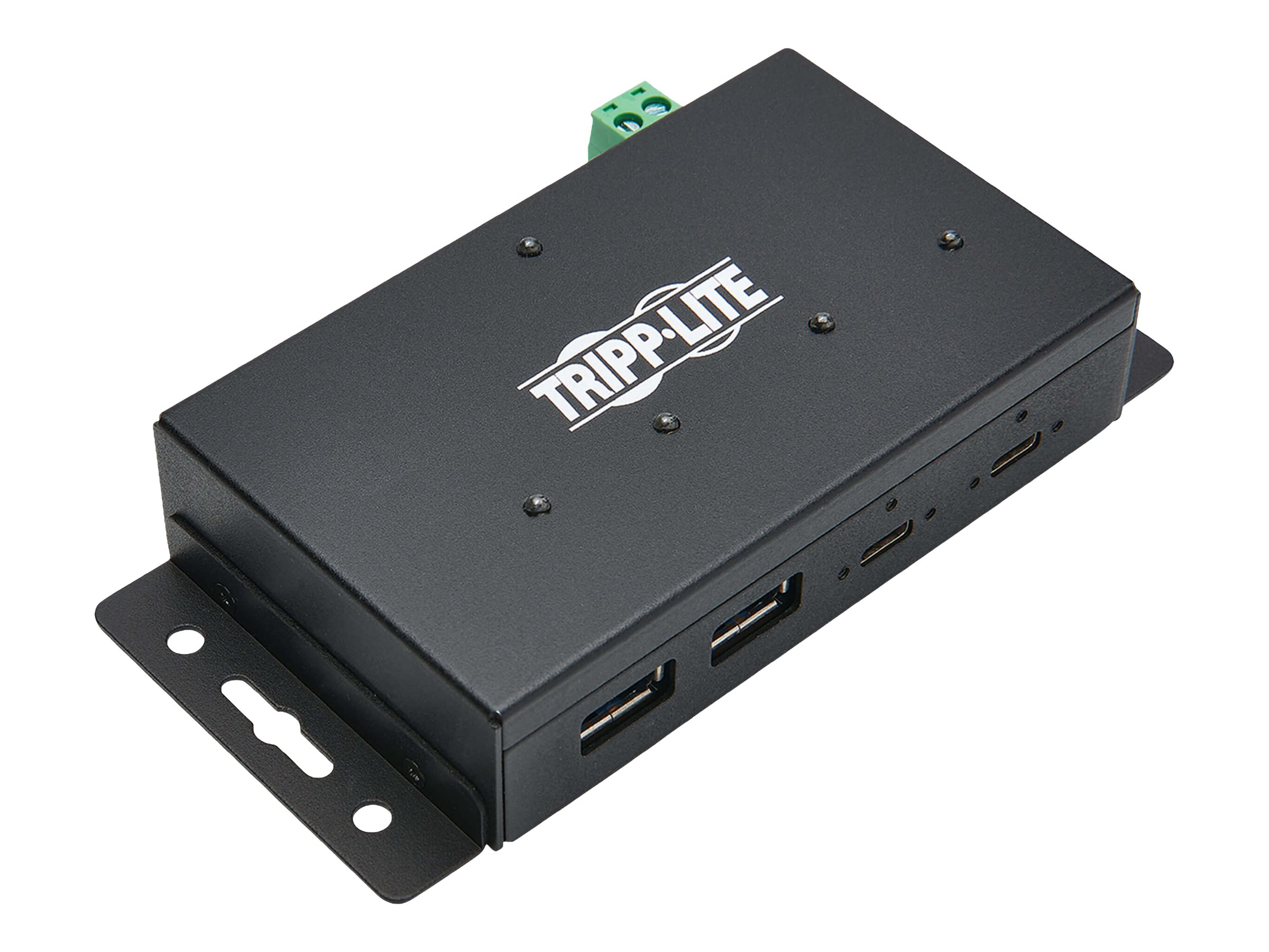 Tripp Lite 4-Port Industrial-Grade USB 3.1 Gen 2 Hub - 10 Gbps, 2 USB-C & 2 USB-A, 15 kV ESD Immunity, Iron Housing - Hub - 4 x 