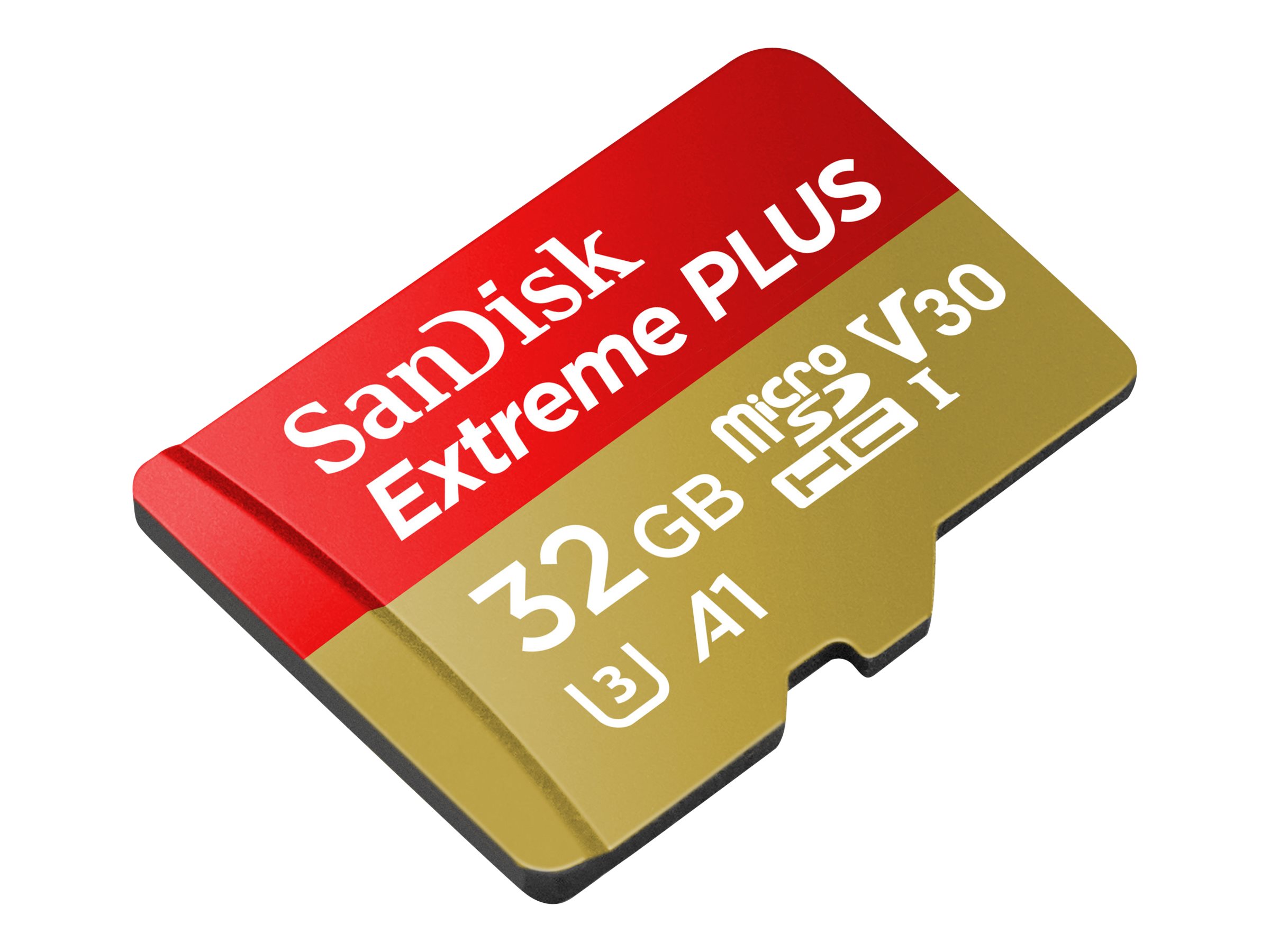 SanDisk Extreme PLUS - Flash-Speicherkarte (microSDHC/SD-Adapter inbegriffen) - 32 GB - A1 / Video Class V30 / UHS-I U3 - microS