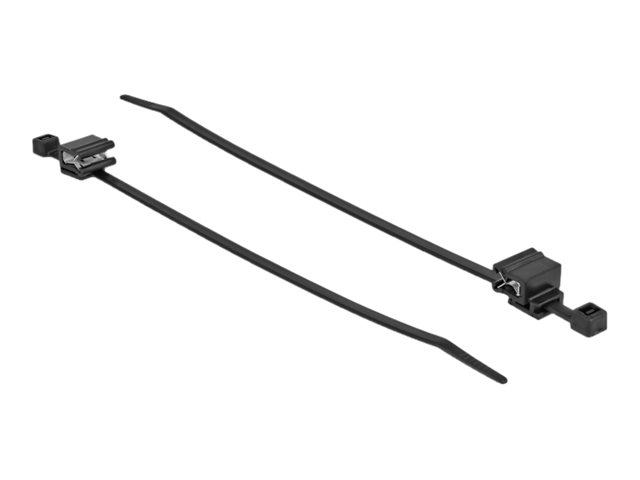 Delock - Kabelbinder - mit Kanten-Befestigungsclip - 20 cm - Schwarz (Packung mit 50)