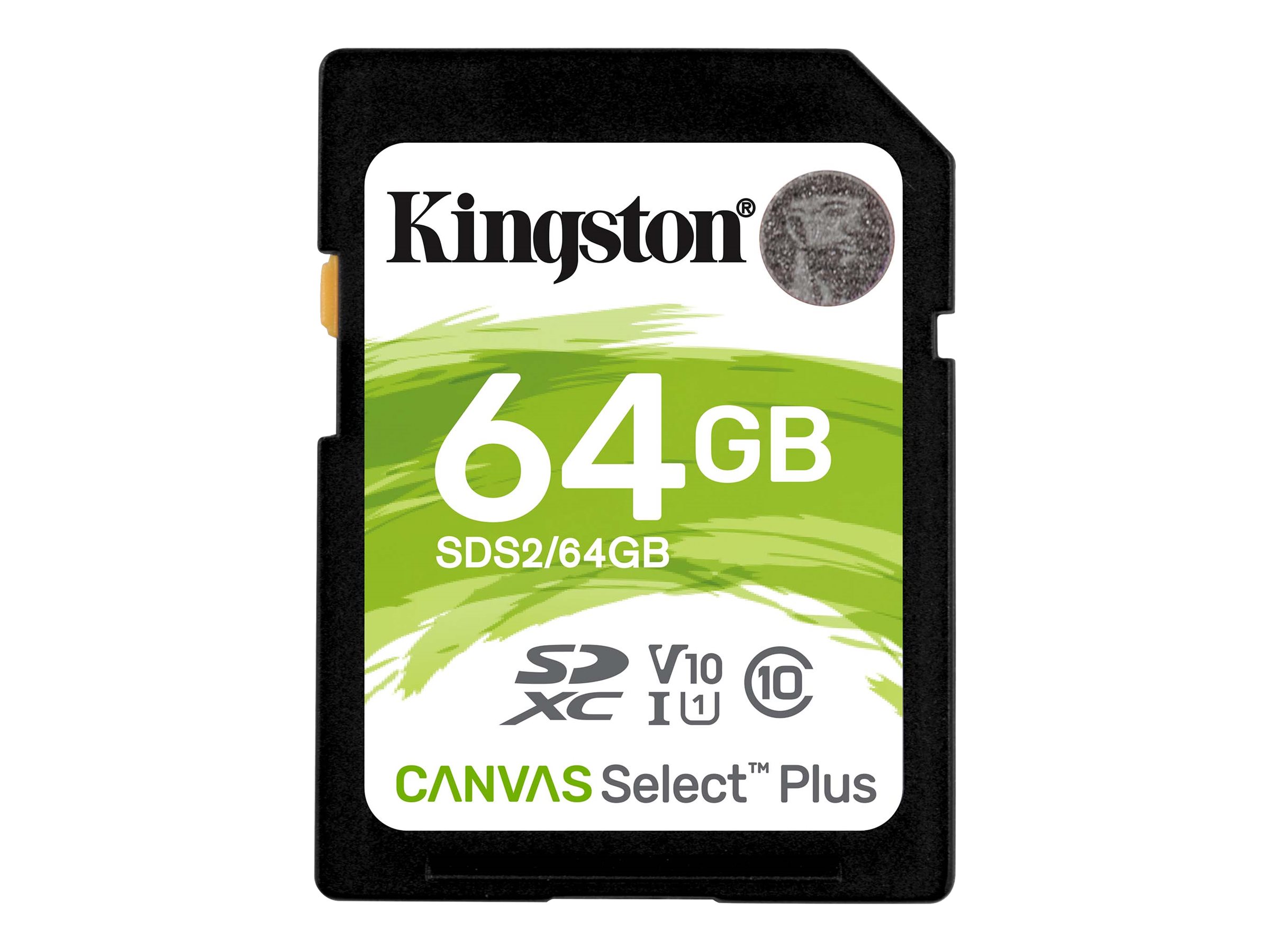 Kingston Canvas Select Plus - Flash-Speicherkarte - 64 GB - Video Class V10 / UHS-I U1 / Class10 - SDXC UHS-I