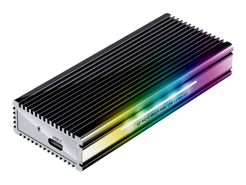 LC Power LC-M2-C-MULTI-RGB - Speichergehuse - M.2 - M.2 NVMe Card / SATA 10Gb/s - USB 3.2 (Gen 2) - Schwarz