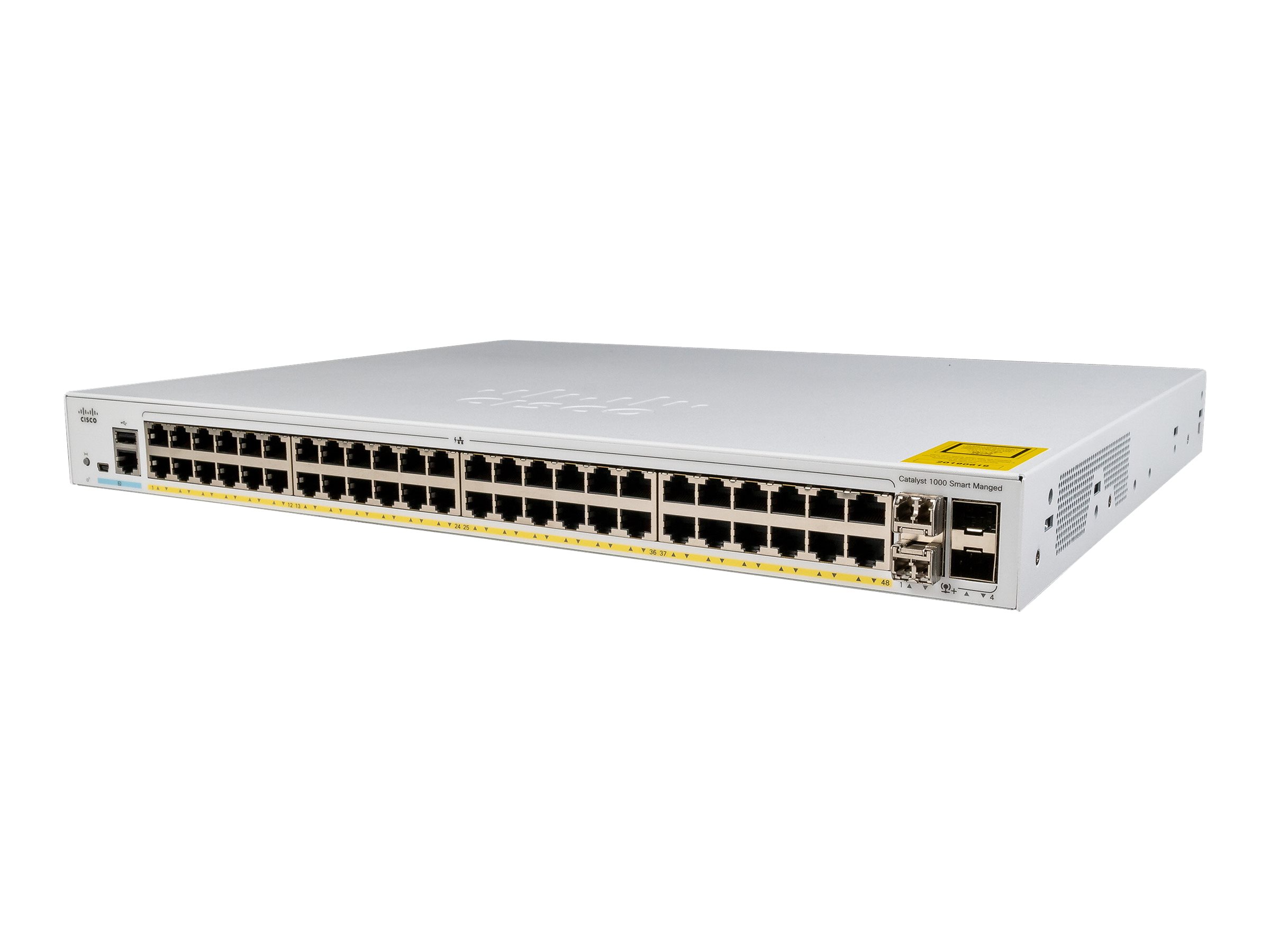 Cisco Catalyst 1000-48P-4X-L - Switch - managed - 24 x 10/100/1000 (PoE+) + 24 x 10/100/1000 + 4 x 10 Gigabit SFP+ (Uplink) - an