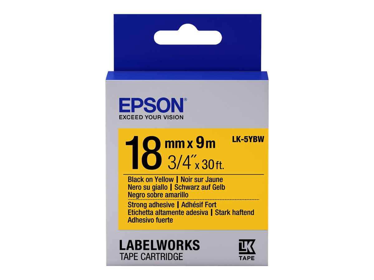 Epson LabelWorks LK-5YBW - Schwarz auf Gelb - Rolle (1,8 cm x 9 m) 1 Kassette(n) Etikettenband - fr LabelWorks LW-1000, 400, 60