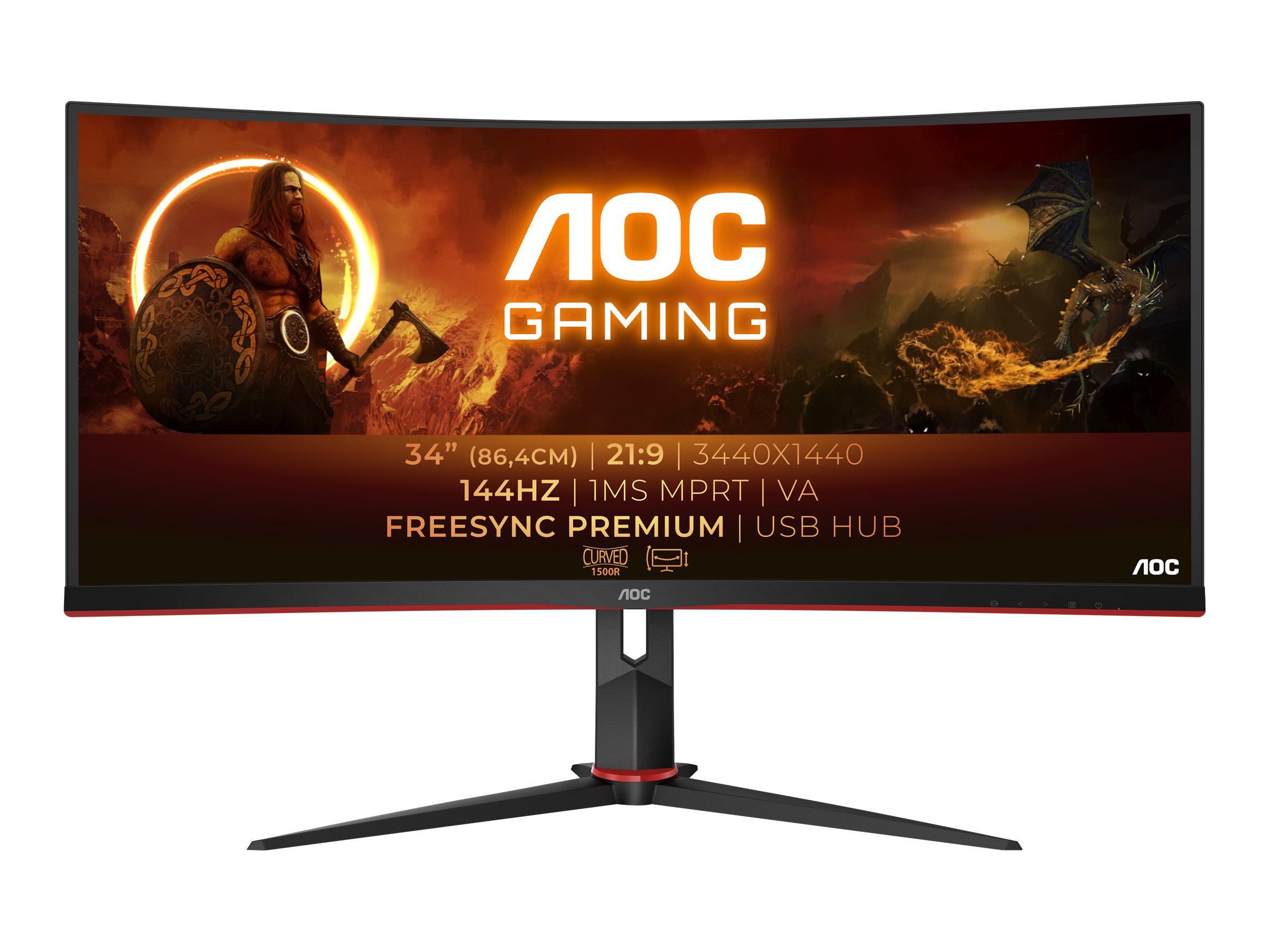 AOC Gaming CU34G2X/BK - LED-Monitor - Gaming - gebogen - 86 cm (34