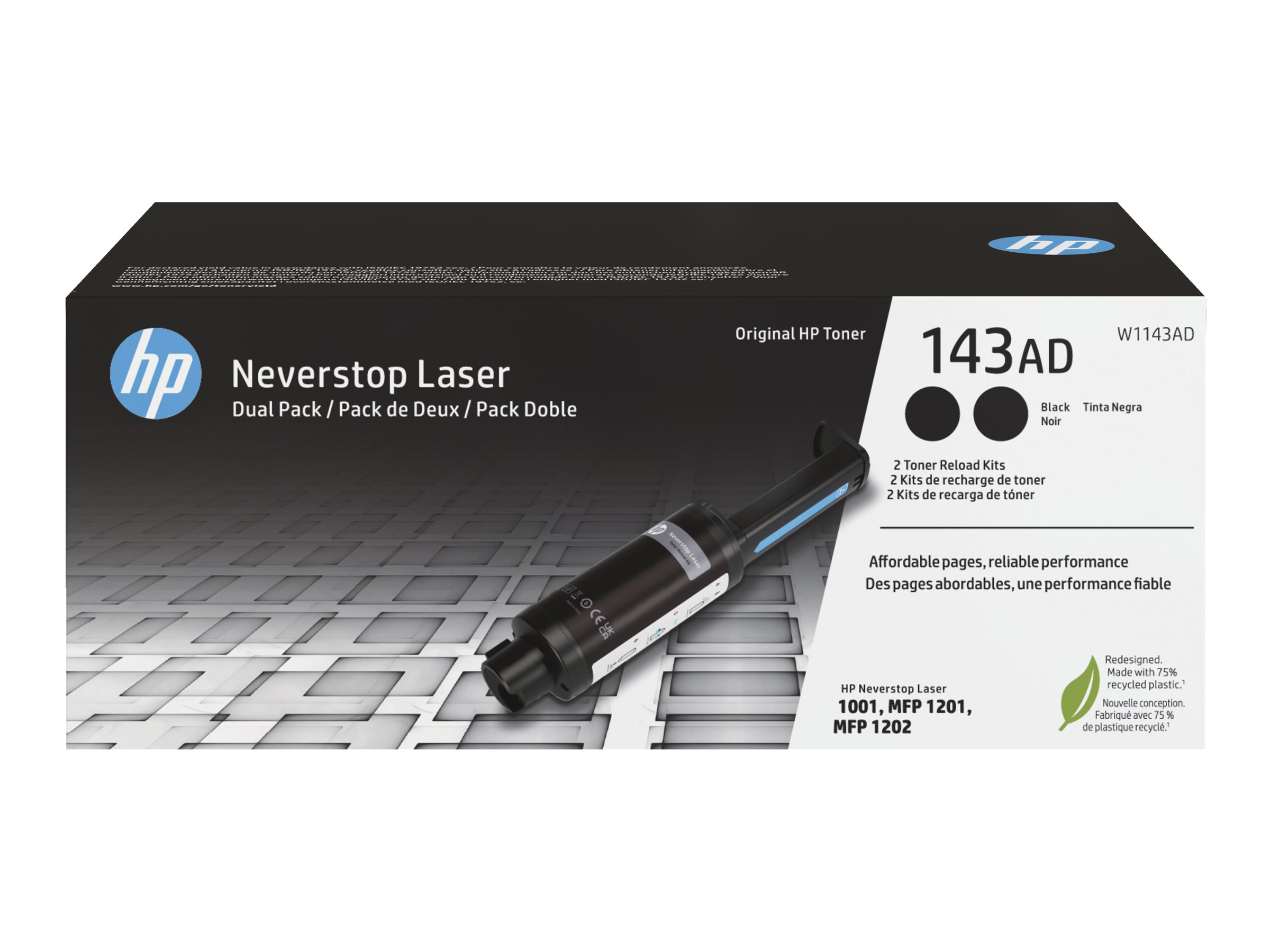 HP 143AD - 2er-Pack - Schwarz - Tonernachfllung - fr Neverstop 1001, 1202; Neverstop Laser 1000, MFP 1200, MFP 1201, MFP 1202