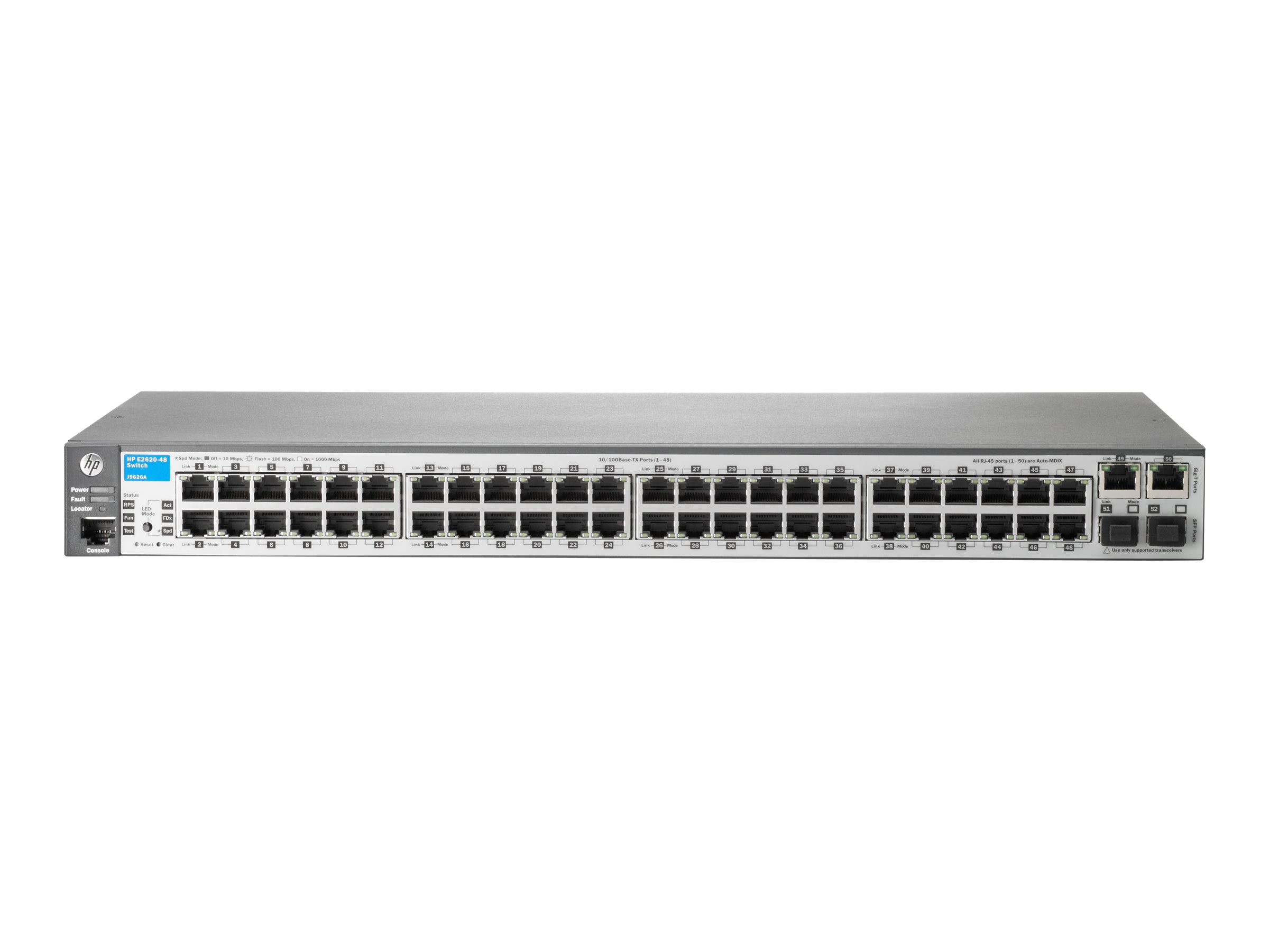 HPE Aruba 2620-48 - Switch - L4 - managed - 48 x 10/100 + 2 x 10/100/1000 + 2 x SFP - an Rack montierbar