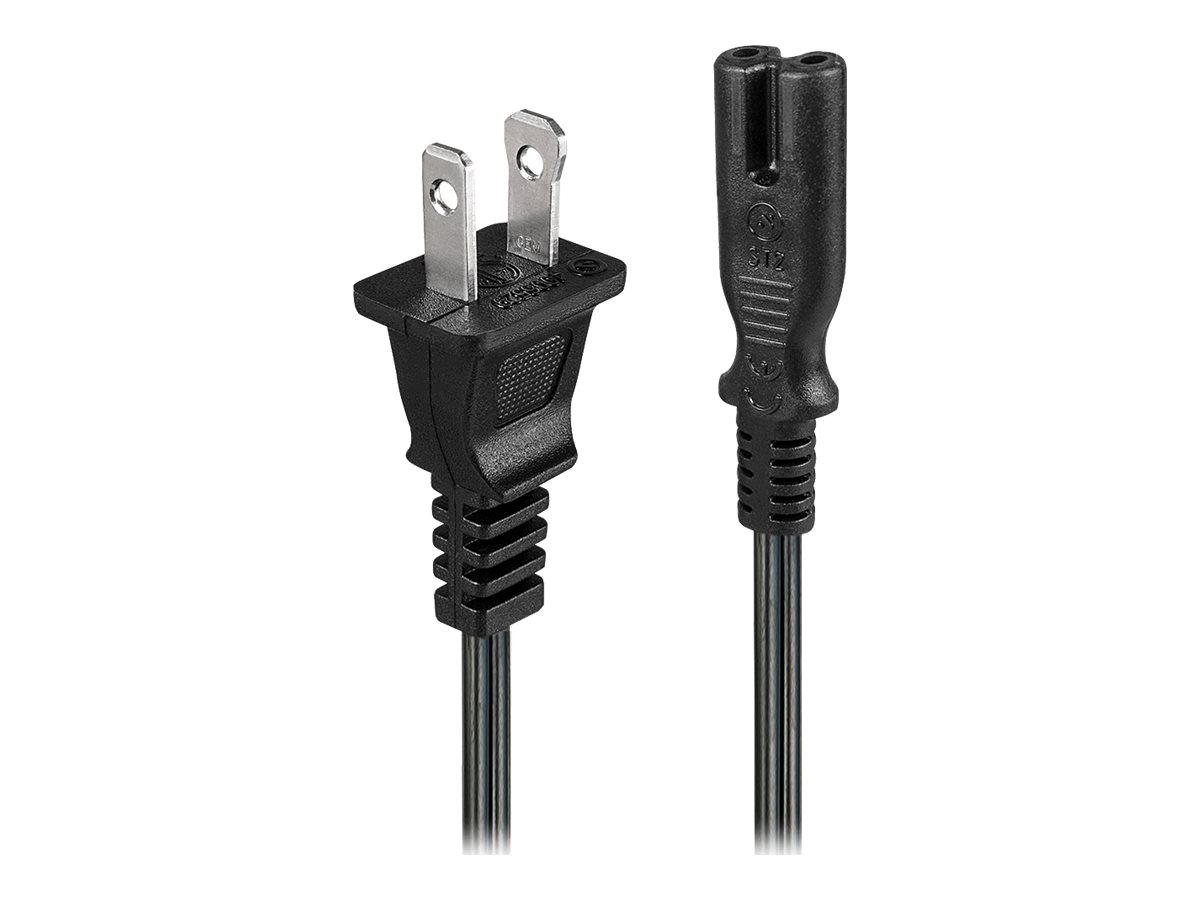 Lindy - Stromkabel - power IEC 60320 C7 zu NEMA 1-15 (M) - Wechselstrom 110 V - 2 m - Schwarz