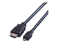 VALUE High Speed - HDMI-Kabel mit Ethernet - HDMI mnnlich zu mikro HDMI mnnlich - 2 m - abgeschirmt - Schwarz