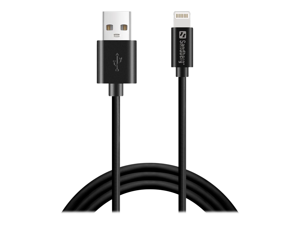 Sandberg - Lightning-Kabel - USB männlich zu Lightning männlich - 1 m - Schwarz - für Apple iPad/iPhone/iPod (Lightning)