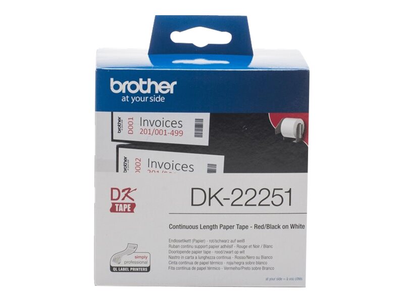Brother DK22251 - Schwarz/Rot auf Weiss - Rolle (6,2 cm x 15,24 m) 1 Rolle(n) Etiketten-Endlospapier