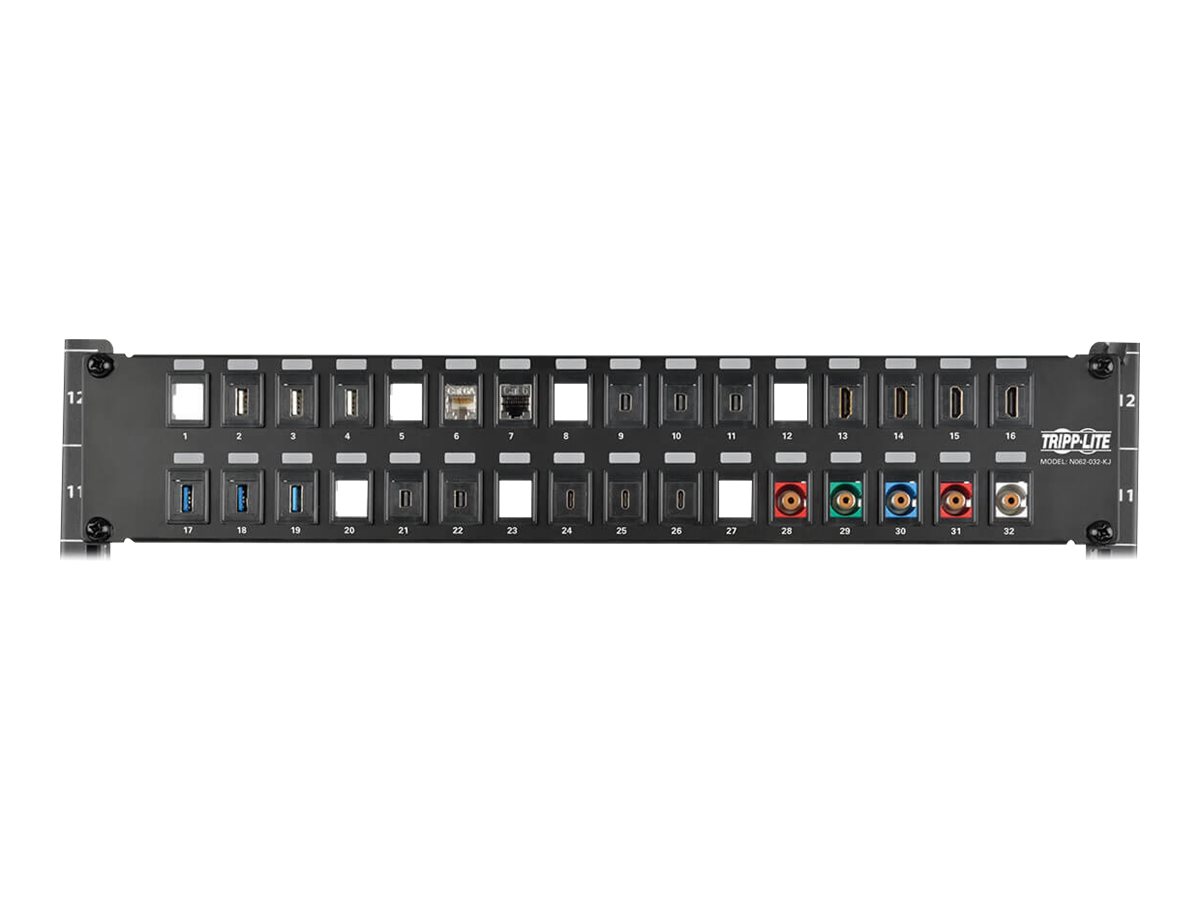 Tripp Lite 32-Port 2U Rack-Mount Unshielded Blank Keystone/Multimedia Patch Panel, RJ45 Ethernet, USB, HDMI, Cat5e/6 - Patch Pan