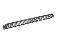 Tripp Lite 24-Port 1U Rack-Mount Cat6a/Cat6/Cat5e Offset Feed-Through Patch Panel with Cable Management Bar, RJ45 Ethernet, TAA 