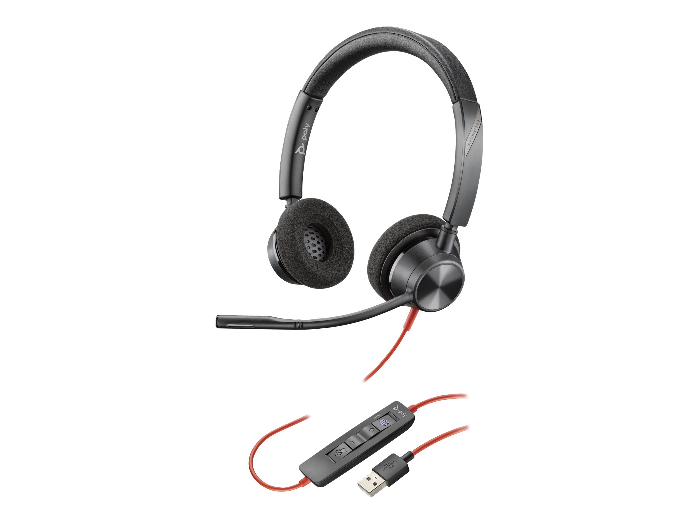 Poly Blackwire 3325 - Blackwire 3300 series - Headset - On-Ear - kabelgebunden - 3,5 mm Stecker, USB-A