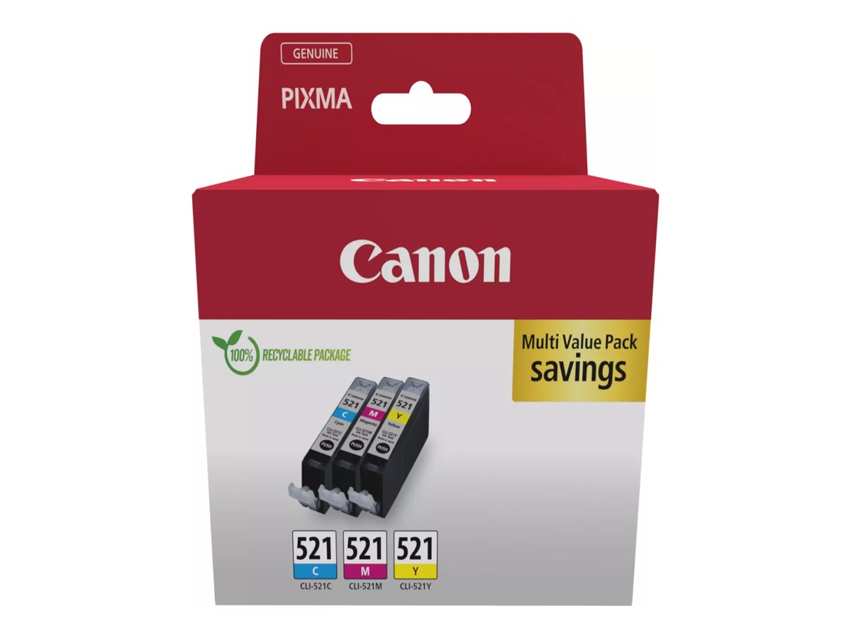 Canon CLI-521 C/M/Y Multi pack - 3er-Pack - 9 ml - Gelb, Cyan, Magenta - original - Box
