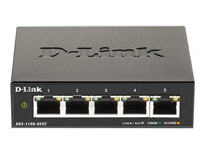 D-Link DGS 1100-05V2 - Switch - Smart - 5 x 10/100/1000 - Desktop - AC 100/240 V