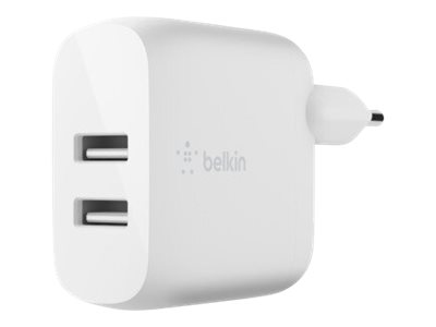 Belkin BOOST CHARGE - Netzteil - 24 Watt - QC 3.0 - 2 Ausgabeanschlussstellen (USB) - weiss