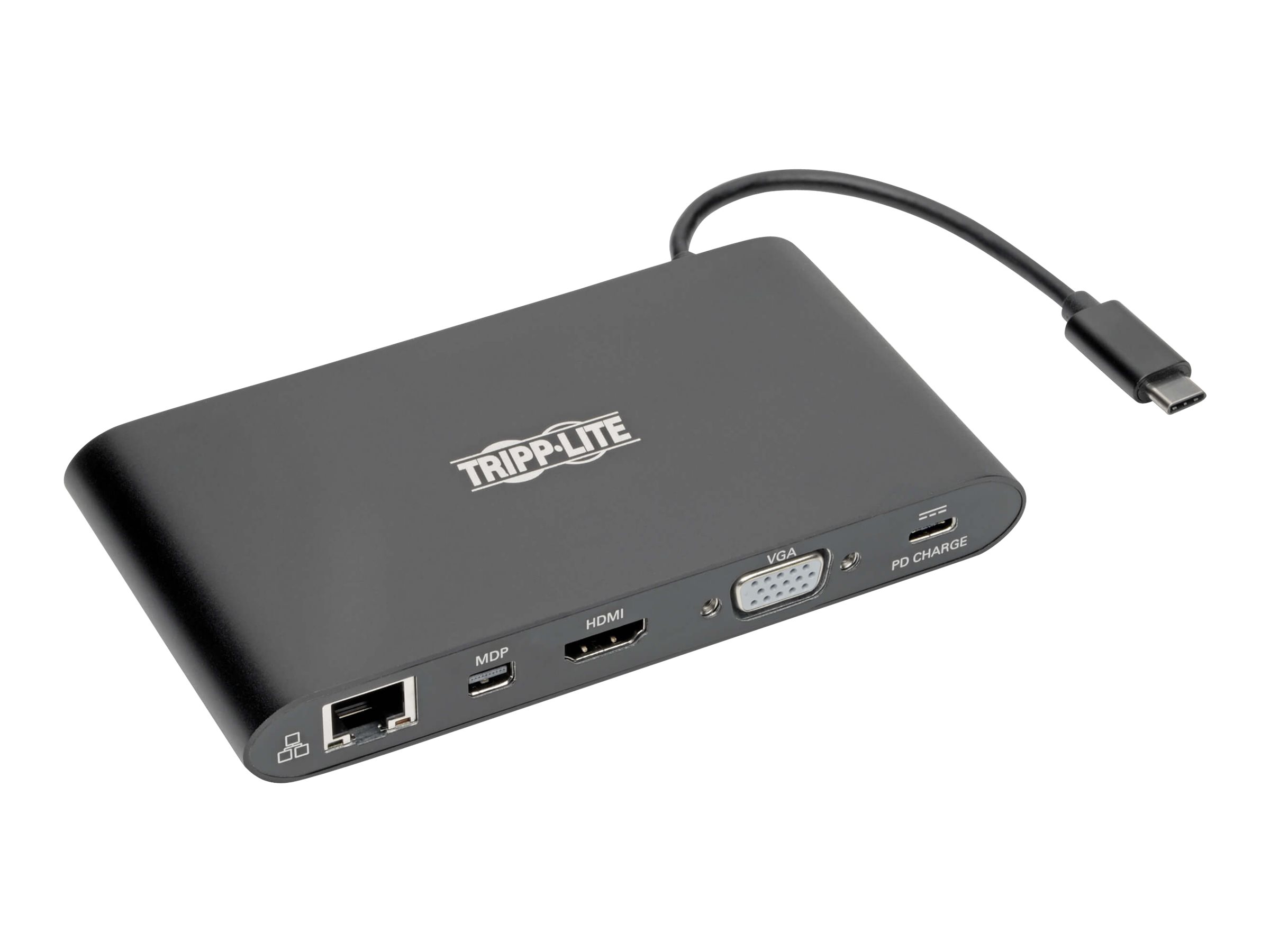 Tripp Lite USB 3.1 Gen 1 USB C Docking Station w/ USB-A, HDMI, VGA, mDP, Gigabit Ethernet, Mem Card, 3.5 mm & USB-C Charge 4K @ 
