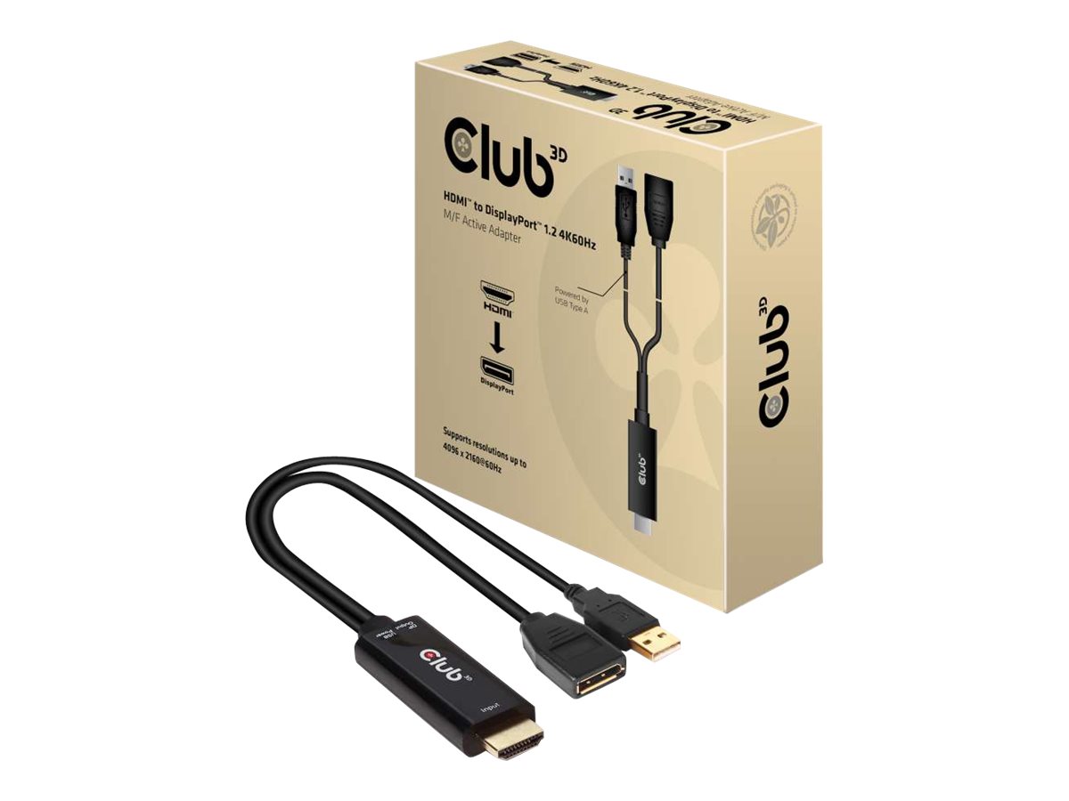 Club 3D - Videoadapter - HDMI mnnlich zu DisplayPort weiblich - 25 cm - 4K Untersttzung, aktiv