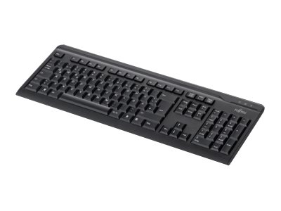 Fujitsu KB410 - Tastatur - USB - Schweiz - Schwarz - fr Celsius J550, M7010, M770, W580; ESPRIMO G558, P558, Q958; FUTRO Q940, 