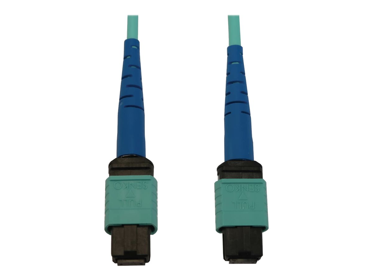 Eaton Tripp Lite Series 40/100/400G Multimode 50/125 OM3 Fiber Optic Cable (24F MTP/MPO-PC F/F), LSZH, Aqua, 15 m (49.2 ft.) - N