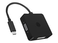 ICY BOX IB-DK1104-C - Videoadapter - USB-C mnnlich zu HD-15 (VGA), HDMI, DisplayPort, DVI-D weiblich - 15 cm - Schwarz - 4K60Hz