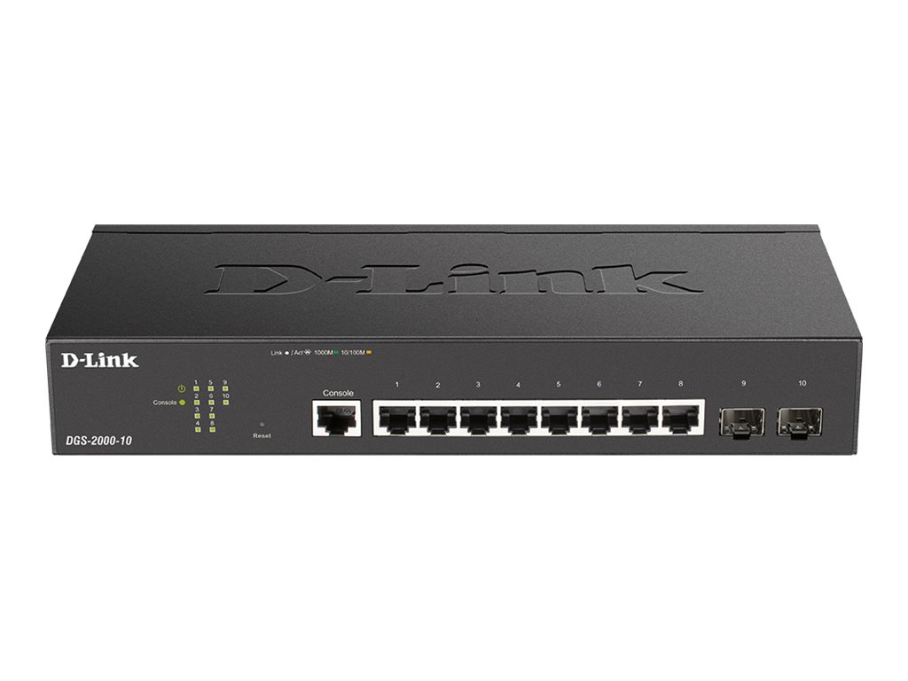 D-Link DGS 2000-10 - Switch - L3 - managed - 8 x 10/100/1000 + 2 x Fast Ethernet/Gigabit SFP, kombiniert - an Rack montierbar