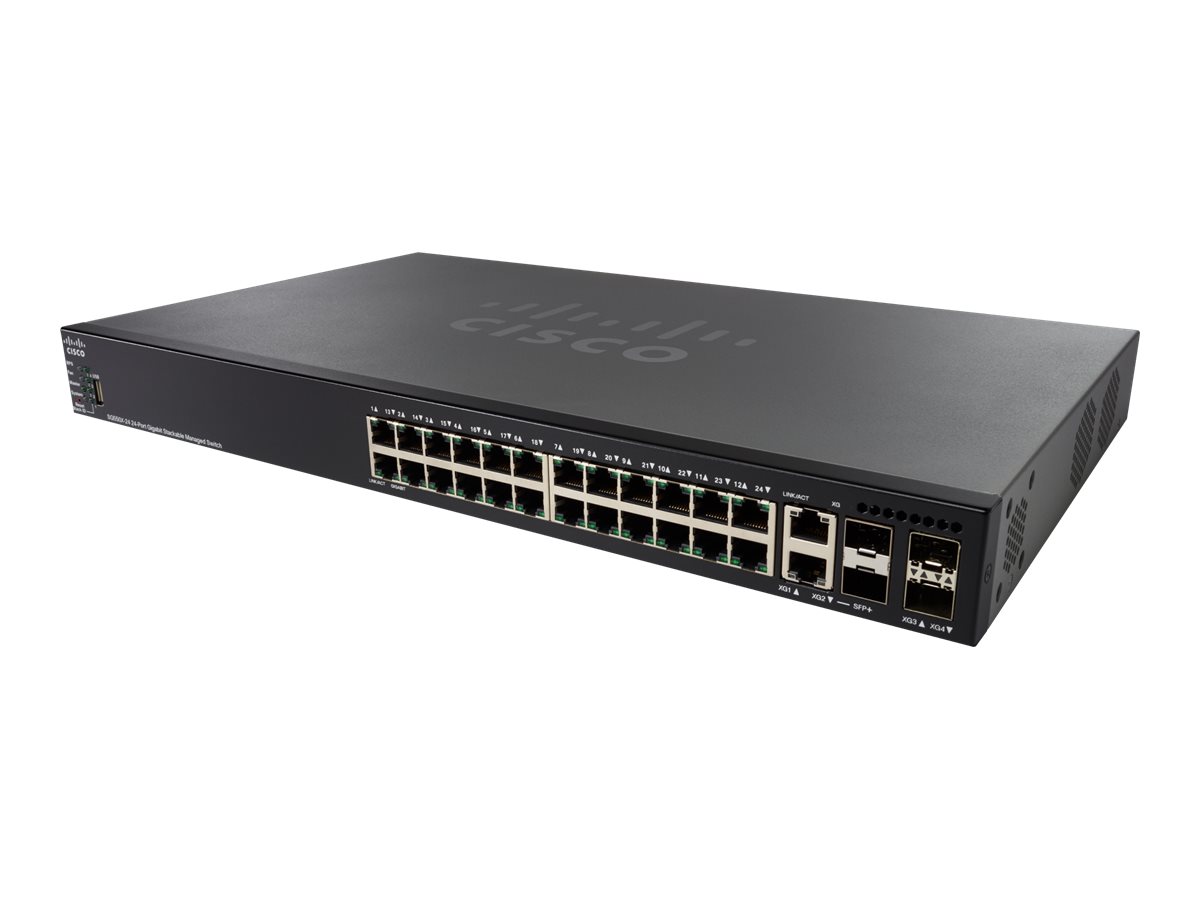 Cisco 550X Series SG550X-24MPP - Switch - L3 - managed - 24 x 10/100/1000 (PoE+) + 2 x C 10 G-Bit SFP+ + 2 x SFP+ - an Rack mont