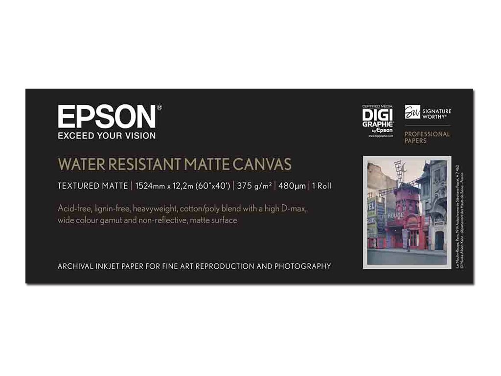 Epson Water Resistant Matte Canvas - Matt - 465 Mikron - Roll (152.4 cm x 12.2 m) - 375 g/m - 1 Rolle(n) Leinwandpapier